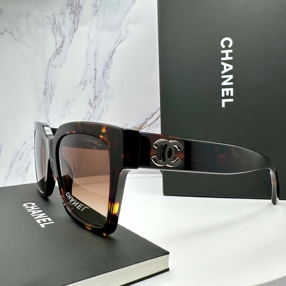 New CHANEL Sunglasses Brown Butterfly Gold Polarized Brown Lens - Picture 7 of 16